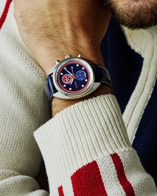 Captain America 85th Anniversary Blue Dial Leather Strap CA7046